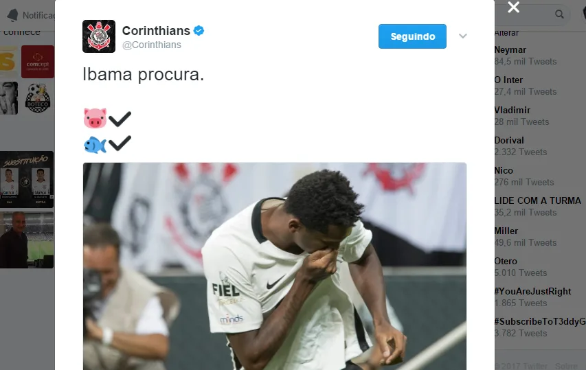 Corinthians usa emojis de animais para provocar Palmeiras e Santos na web