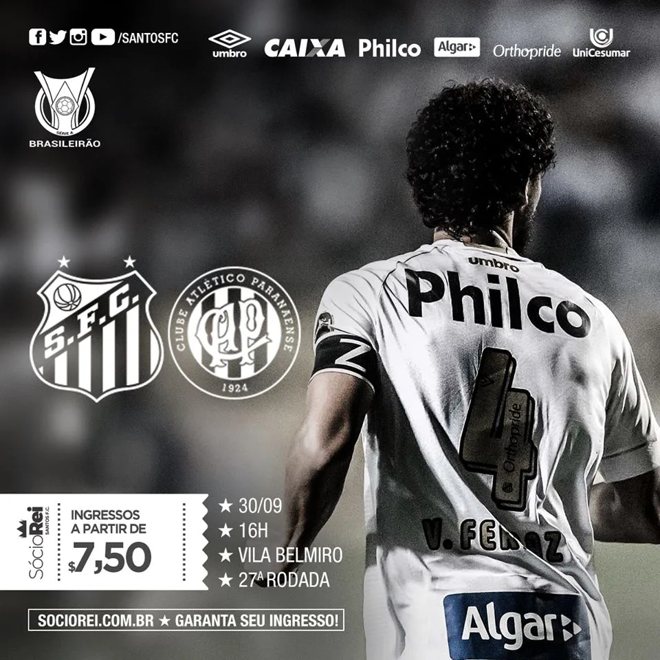 Santos x Atlético-PR: saiba como assistir ao jogo AO VIVO na TV