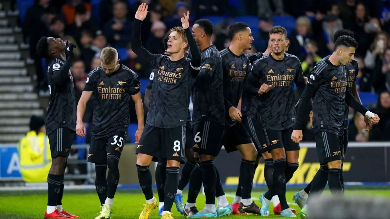 Arsenal vence Brighton e amplia vantagem na liderança da Premier League
