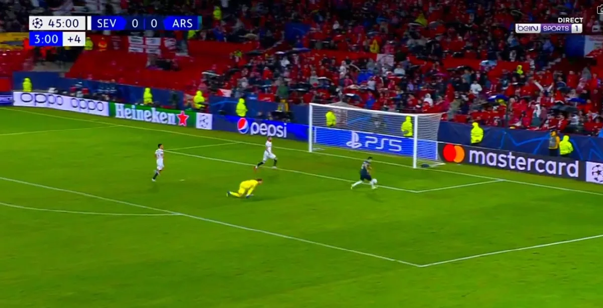 Ofensivo, Gabriel Martinelli marca o primeiro do Arsenal contra o Sevilla; veja