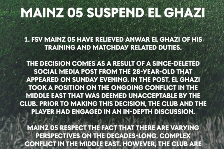 Time alemão suspende contrato de jogador após postagem pró-palestina nas redes sociais