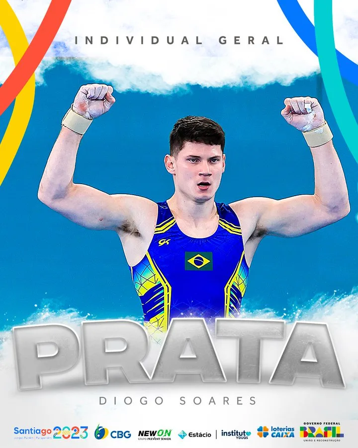 Diogo Soares ganha a prata no individual geral de ginástica artística no Pan 2023