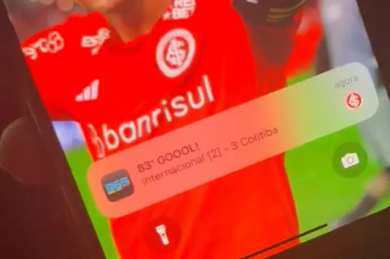 Notificação de gol em aplicativo chega antes do Internacional marcar; veja