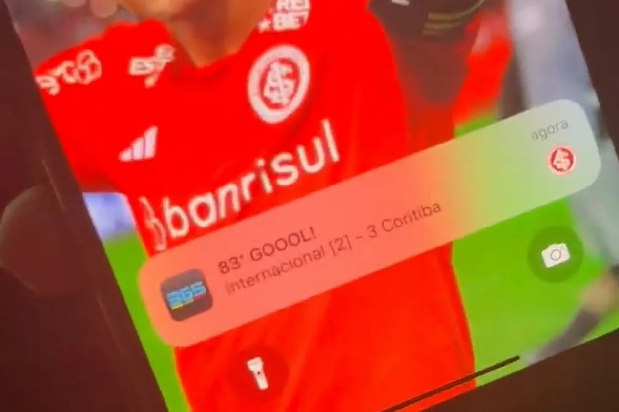 Notificação de gol em aplicativo chega antes do Internacional marcar; veja