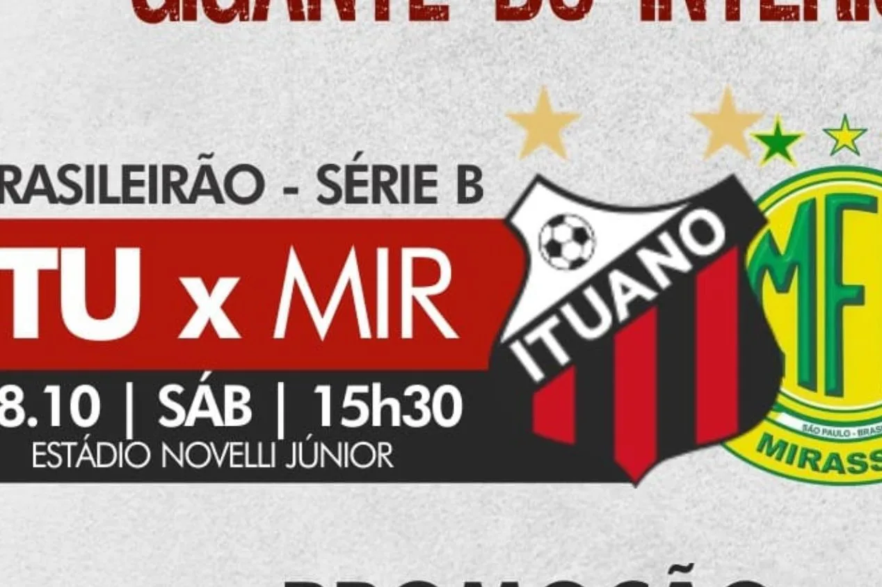 Ituano x Mirassol: onde assistir ao Brasileirão Série B AO VIVO