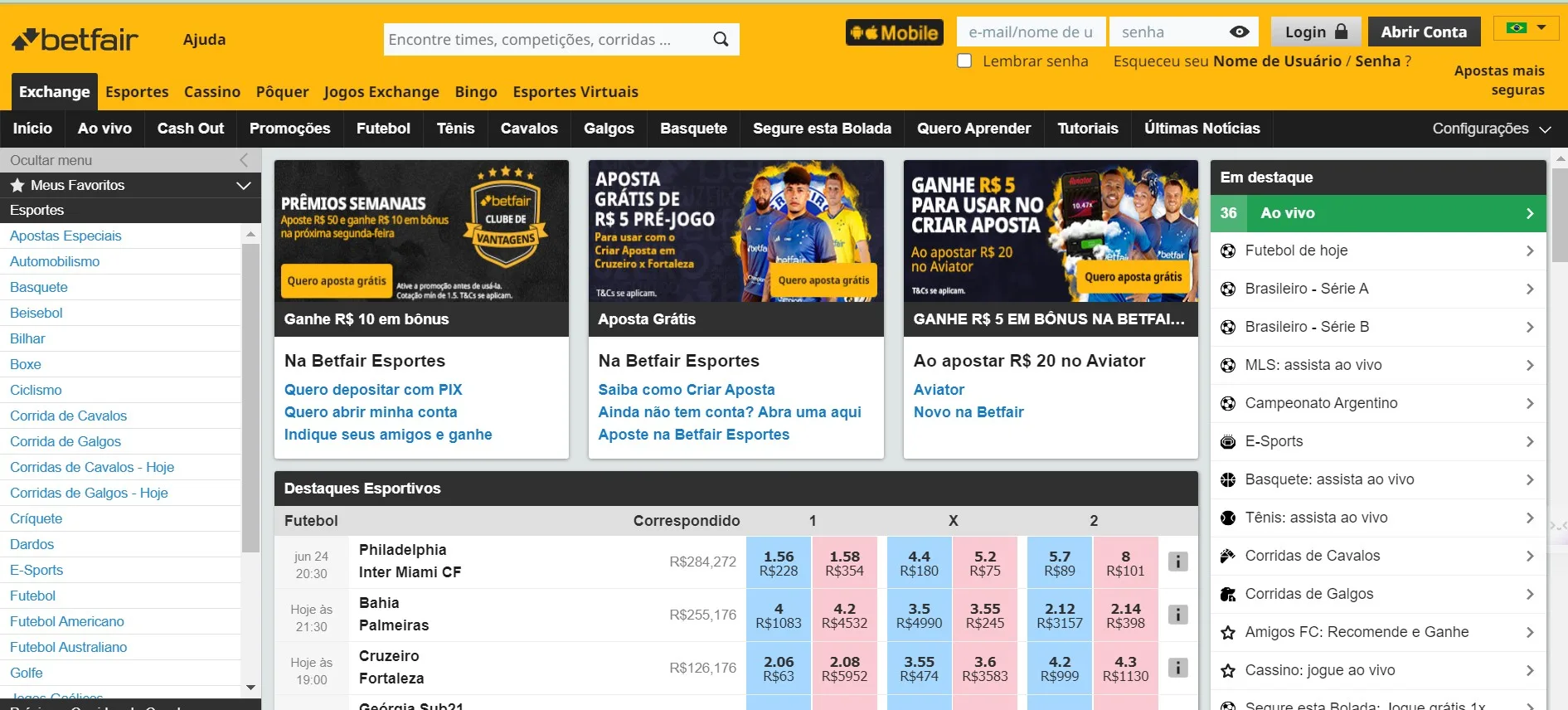 Captura de tela do site bet365 Brasil demonstrando a plataforma: promoções, destaques esportivos, em destaque, apostas ao vivo etc. 