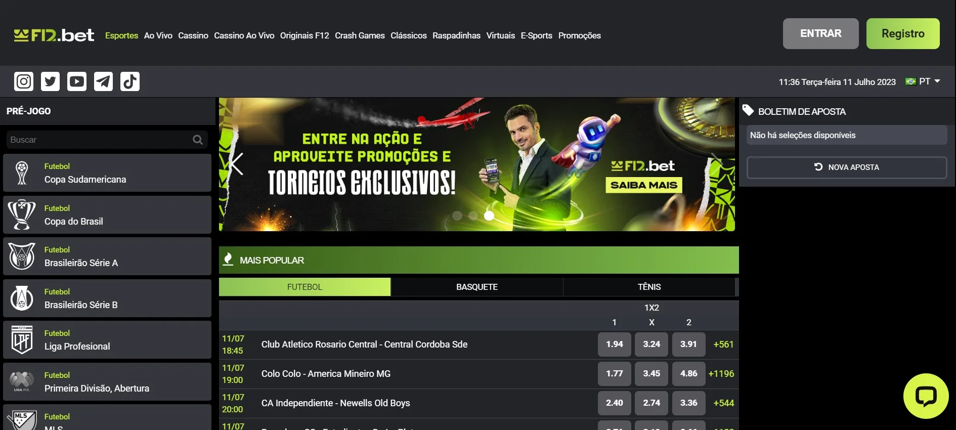 Captura de tela do site da F12 bet Brasil demonstrando a plataforma. 