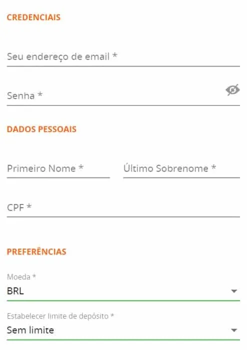 Formulário de Cadastro Como Abrir Conta na Betsson
