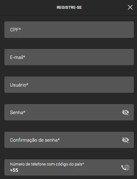 tela de cadastro do site Luva Bet