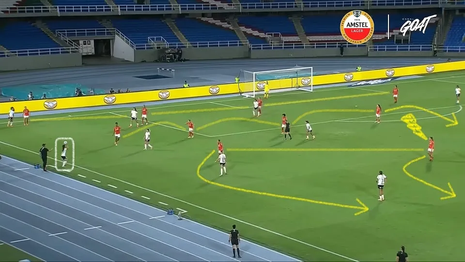 Priscila foi importante na puxada dos contra-ataques e na movimentação ofensiva na boa campanha do Internacional na Libertadores Feminina. Foto: Reprodução / YouTube / Canal GOAT