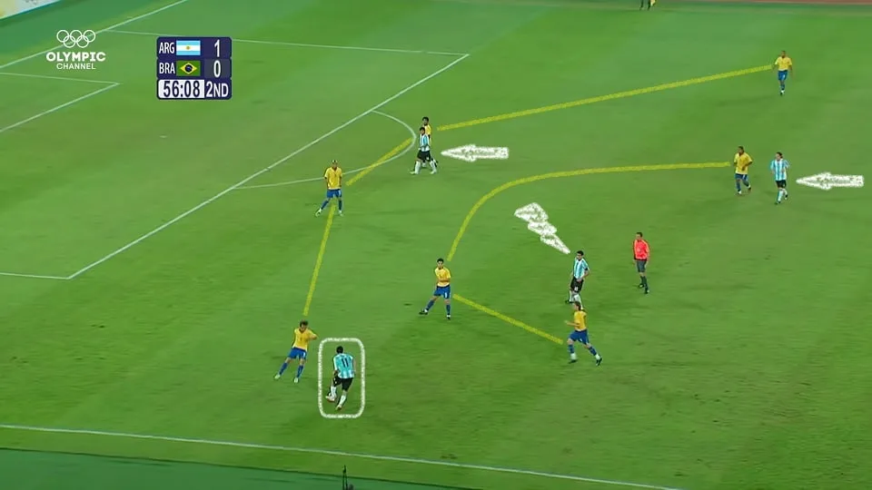 Riquelme era o "enganche" da Argentina campeã olímpica em Pequim 2008. O "trabalho sujo" era feito por Agüero, Messi e Di María. Foto: Reprodução / YouTube / Olympic Channel