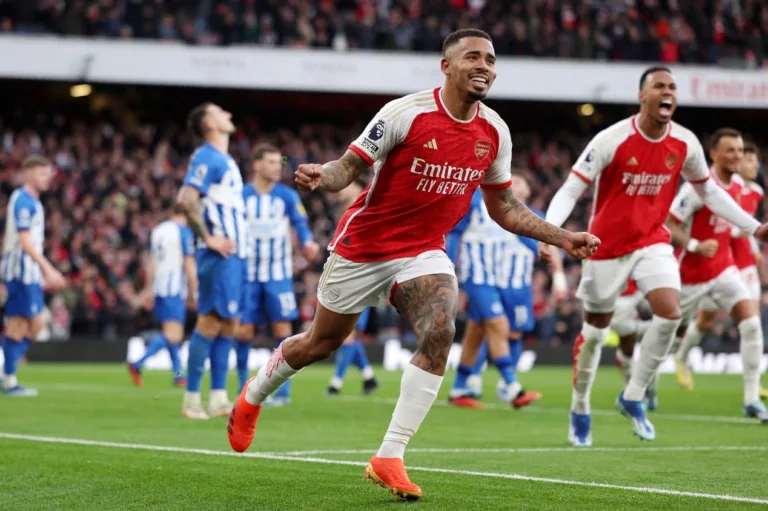 Gabriel Jesus marca e Arsenal vence Brighton na Premier League