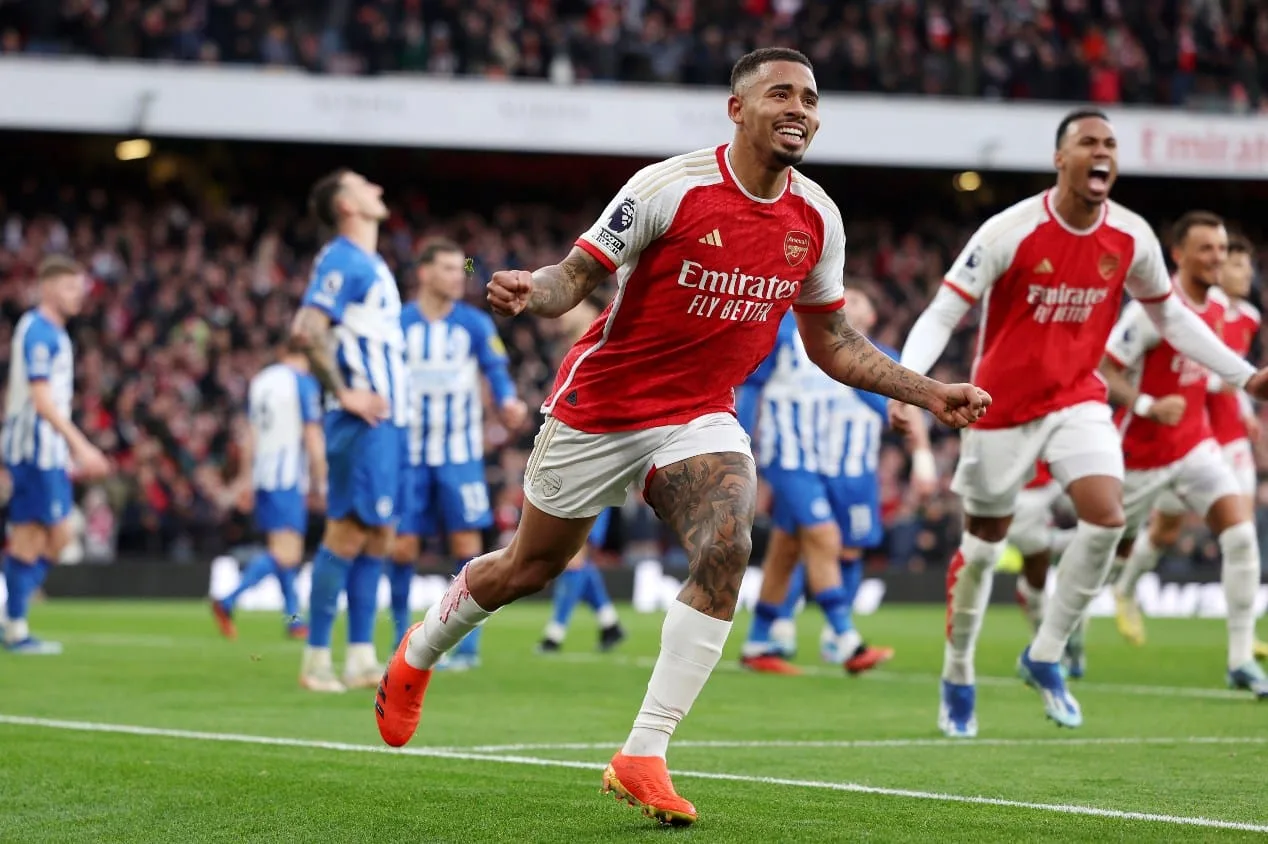 Gabriel Jesus marca e Arsenal vence Brighton na Premier League
