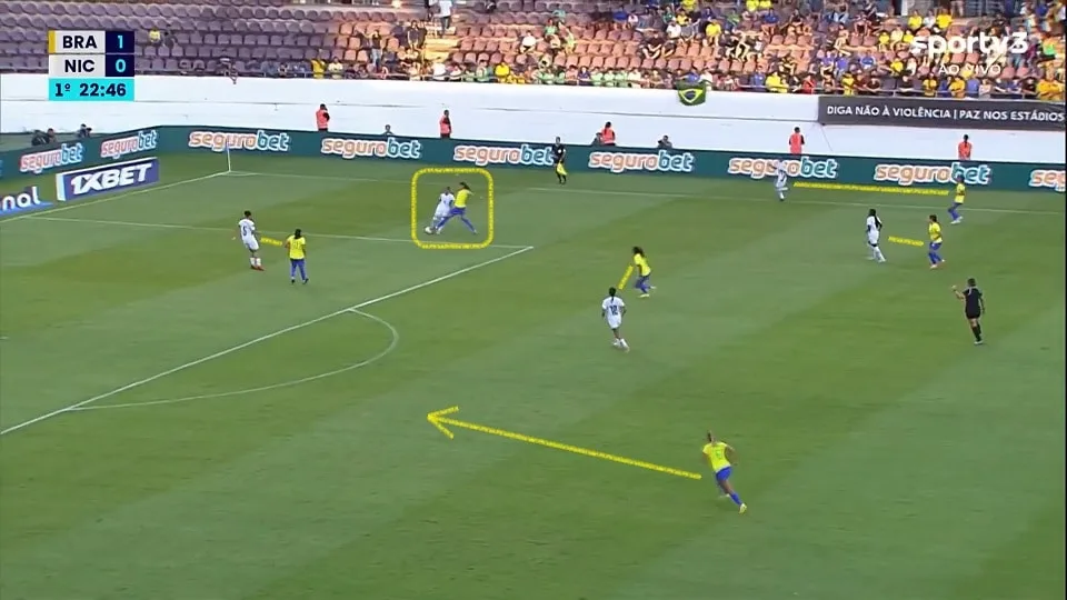 A Seleção Feminina encaixou bem a marcação na saída de bola da Nicarágua e conseguiu criar boas chances, mas faltou capricho nos momentos decisivos. Foto: Reprodução / SPORTV