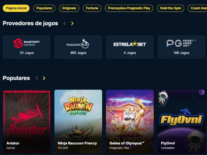 tela de reprodução do site Estrela bet casino