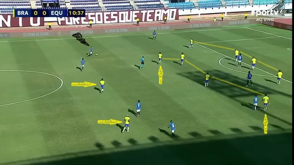 Com Alexsander e Maurício no meio-campo, a Seleção Olímpica se organizou num 4-4-2 e não dependeu tanto da dupla de ataque. Foto: Reprodução / SPORTV