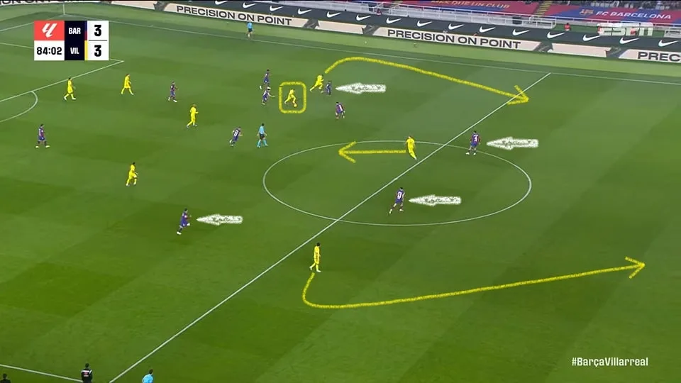 Alexander Sörloth recebe de Morales e faz o passe para Gonçalo Guedes marcar. O Barcelona derreteu depois disso. Foto: Reprodução / YouTube / ESPN Brasil