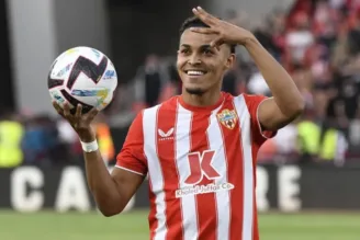 Lázaro, quando atuava pelo Almería, da Espanha