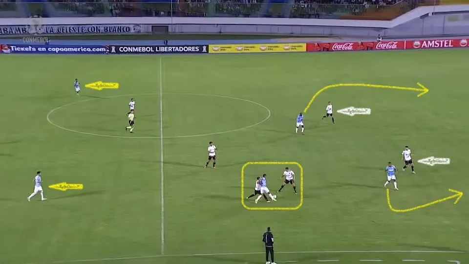 Por jogar em transição e com bloco baixo, o Aurora depende muito das jogadas de contra-ataque para fazer gols. Foto: Reprodução / YouTube / CONMEBOL Libertadores