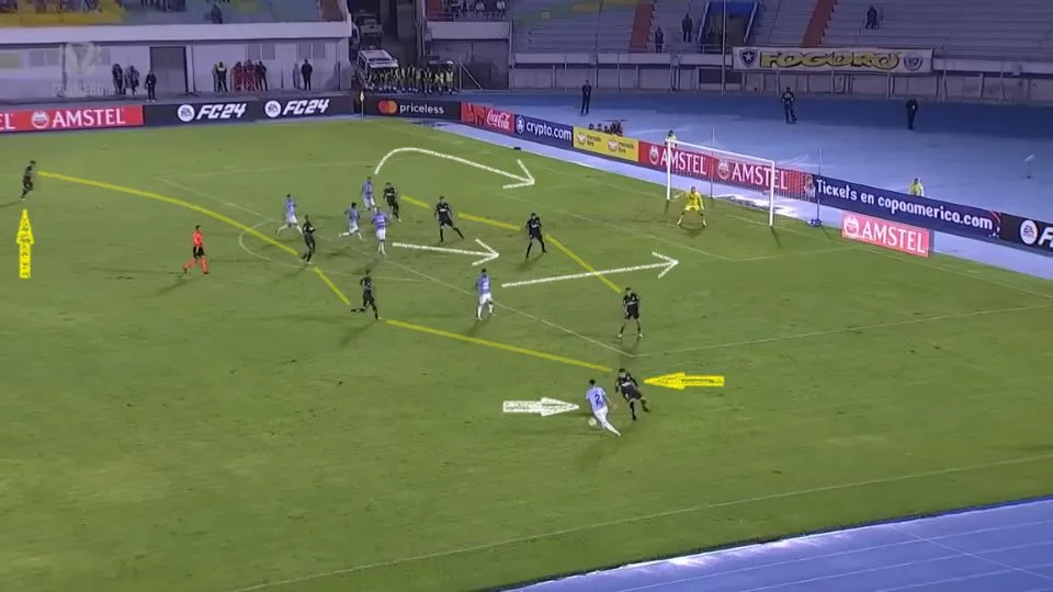 Tiago Nunes viu Janderson sair com menos de vinte minutos em campo e "estacionou o ônibus" na frente da área do Botafogo. Foto: Reprodução / YouTube / CONMEBOL Libertadores