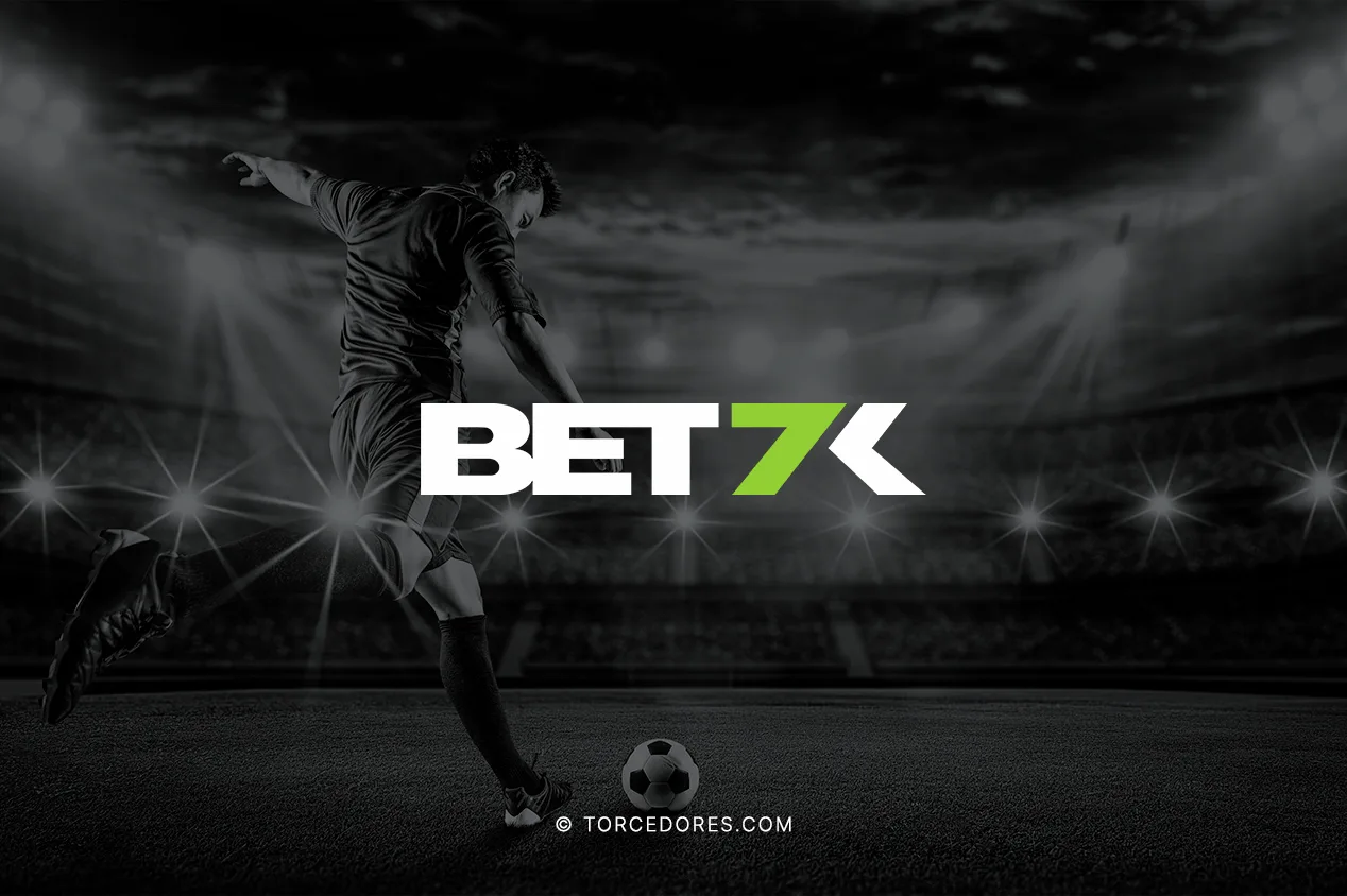 imagem ilustrativa com logo da BET7K com um jogador de futebol ao fundo