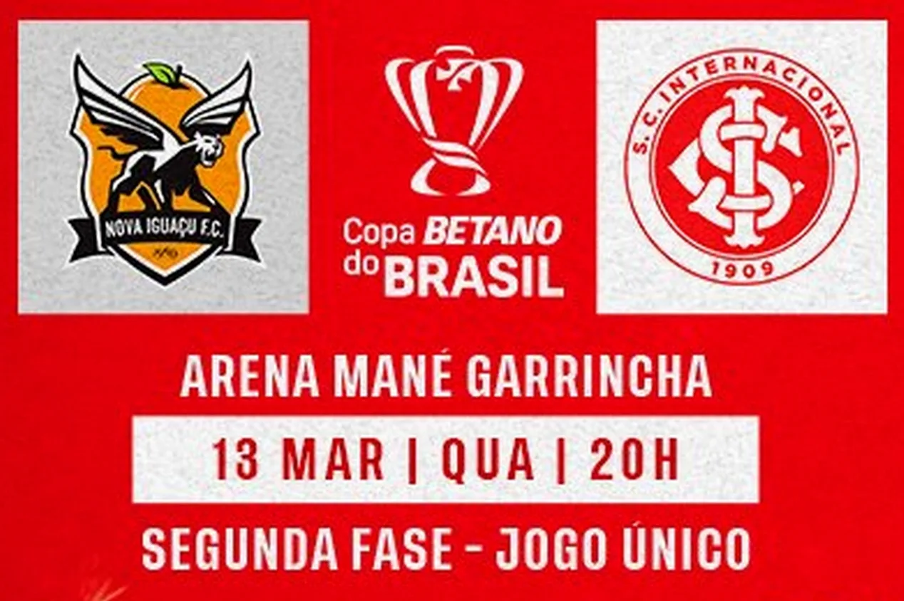 Nova Iguaçu x Internacional: onde assistir AO VIVO ao jogo da Copa do Brasil
