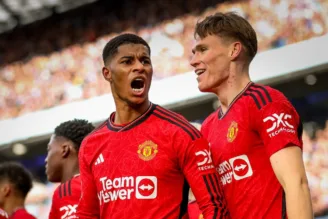 Rashford comemora após gol marcado pelo Manchester United