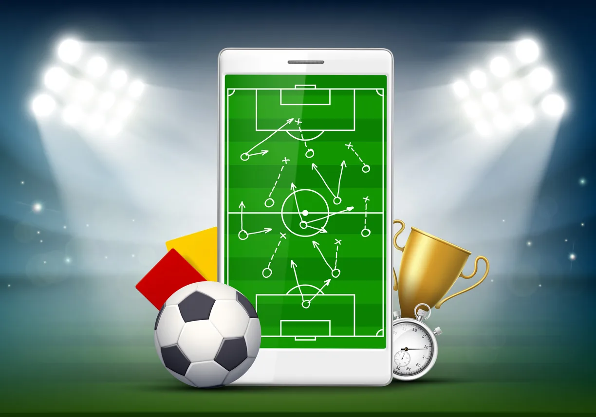 Campo de futebol na tela do smartphone