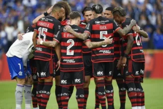 Jogadores do Flamengo antes do apito inicial