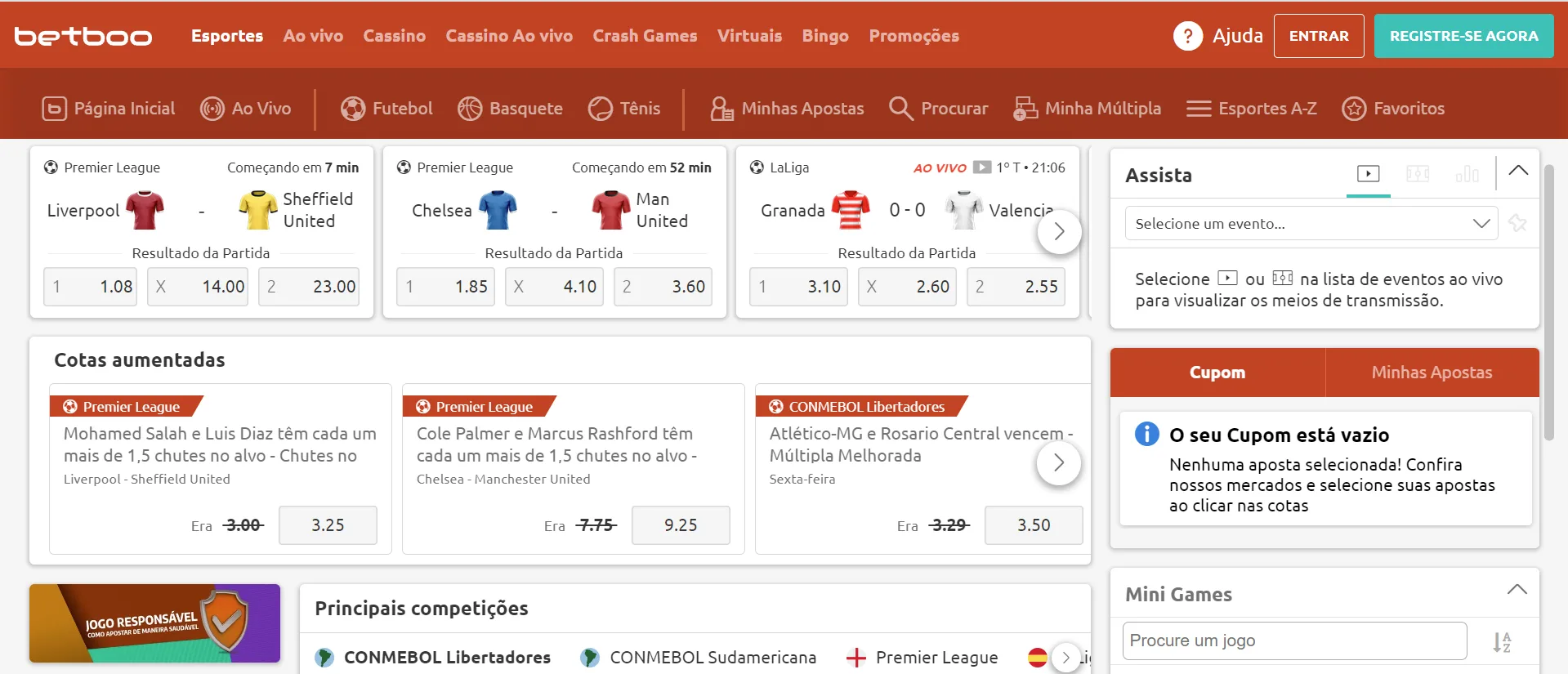reprodução de tela do site Betboo Brasil