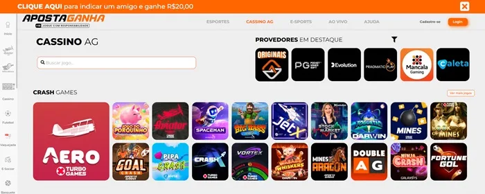 reprodução de tela do cassino Aposta Ganha