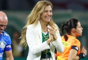Leila Pereira durante jogo do Verdão - Divulgação/Palmeiras
