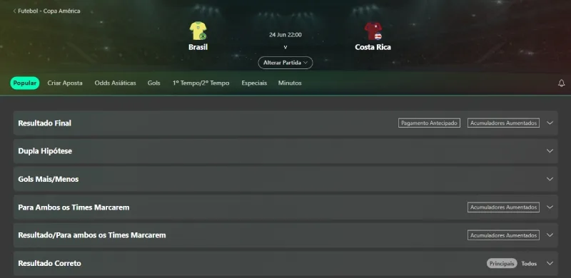 Apostar na Copa América na bet365