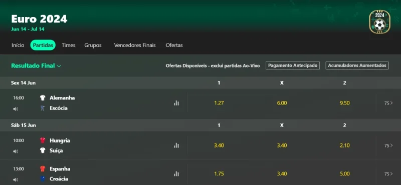 Apostar ao vivo na Eurocopa