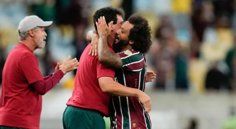 Marcelo se despede de Fernando Diniz no Fluminense