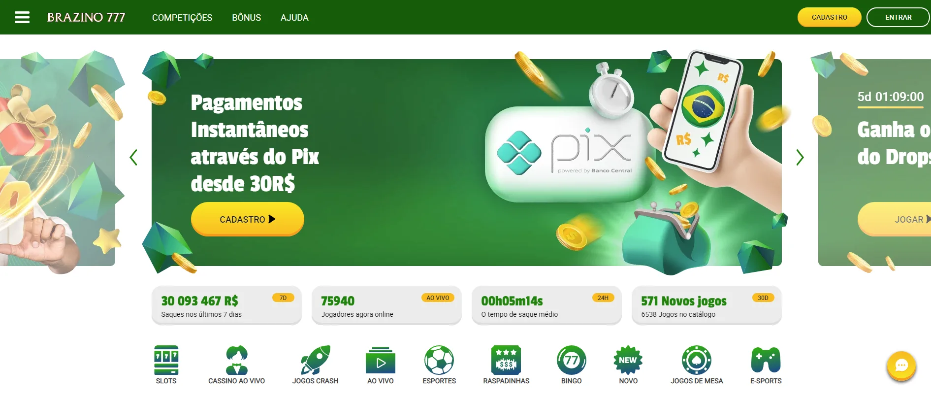 reprodução de tela do site Brazino777 Brasil