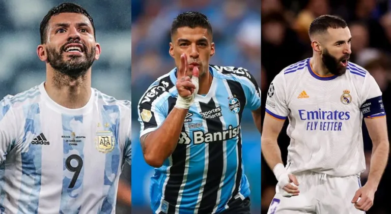 Suárez, Benzema e Aguero cravam melhores centroavantes da história