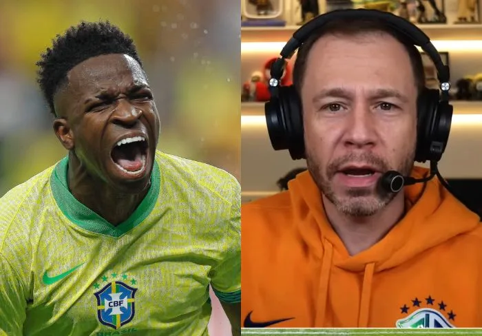 Vinicius Júnior dispara contra Tiago Leifert após críticas: “Quer colocar o Brasil contra mim”