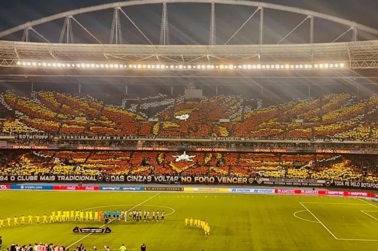 Torcedores do Botafogo fazem mosaico inédito para receber o time contra o Palmeiras; veja