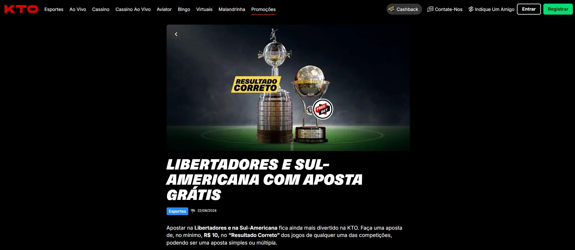 Libertadores e Sul-Americana com aposta grátis na KTO