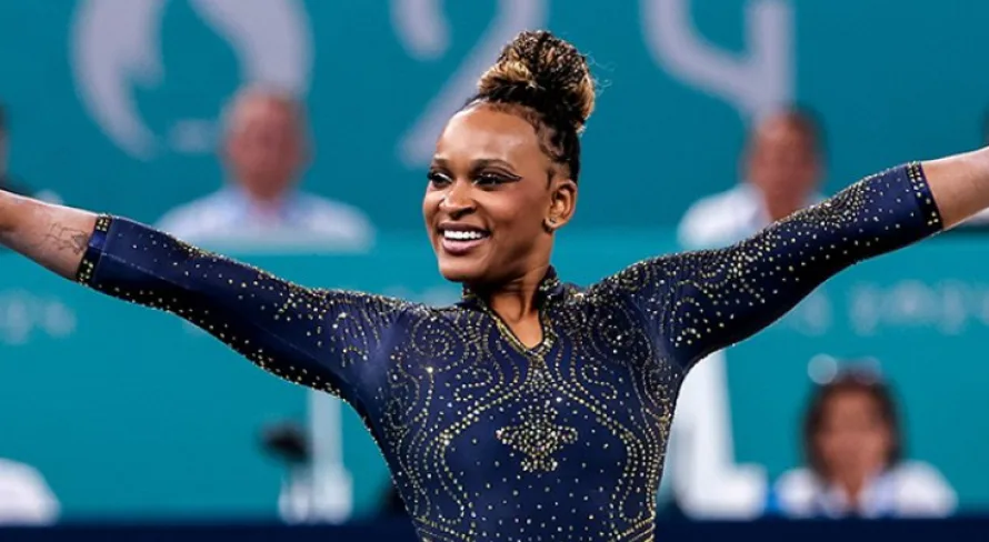 André Rizek destaca foto de Rebeca Andrade como “a grande imagem de todos os tempos” do esporte brasileiro; veja