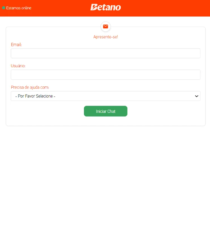 Como é o chat ao vivo da Betano