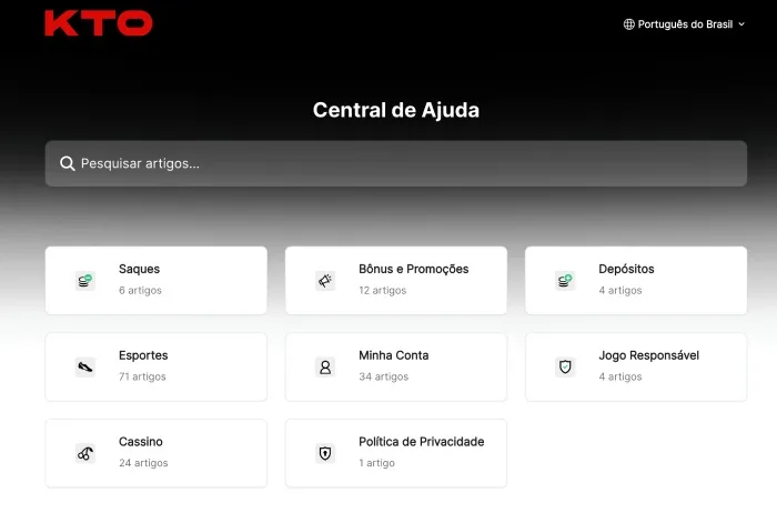 Resposta universal KTO Central de Ajuda KTO