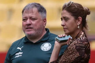 Anderson Barros e Leila Pereira, em treino do Palmeiras