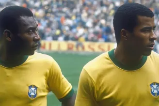 Pelé e Jairzinho, na Copa do Mundo de 1970