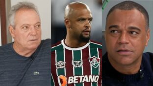 Abel Braga, Felipe Melo e Denílson (Reprodução/YouTube e Band e Lucas Merçon/FFC)