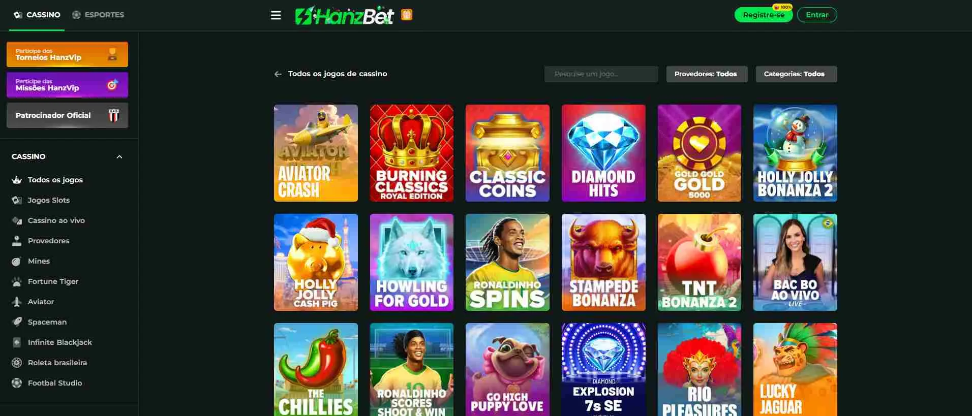 hanzbet casino jogos