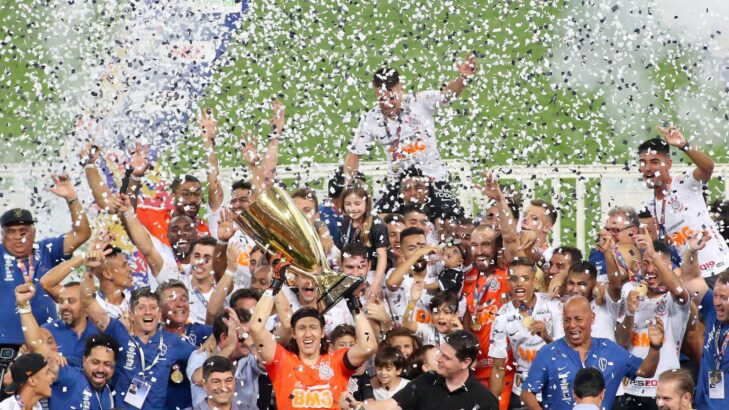 Jogador do Corinthians comemorando o título do Paulistão em 2019 (Daniel Augusto Jr. / Agência Corinthians)