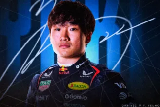 Na imagem, Yuki Tsunoda é apresentado