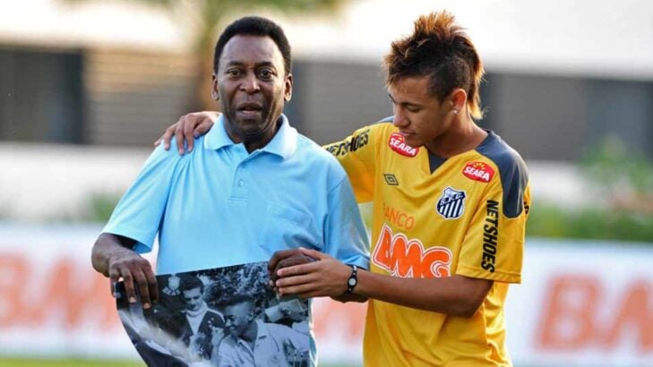 Pelé e Neymar, no CT do Santos (Divulgação - Santos)